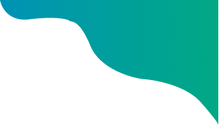 Abstract graphic featuring a blue-green gradient background with a wave-like curved design flowing from left to right. The top portion fades from dark blue to turquoise, transitioning to a green hue as it moves downward. The bottom part of the image is black, creating a contrasting dynamic shape.